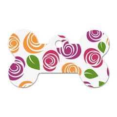 Colorful Seamless Floral Flowers Pattern Wallpaper Background Dog Tag Bone (one Side) by Amaryn4rt