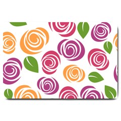 Colorful Seamless Floral Flowers Pattern Wallpaper Background Large Doormat 