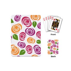 Colorful Seamless Floral Flowers Pattern Wallpaper Background Playing Cards (mini) 