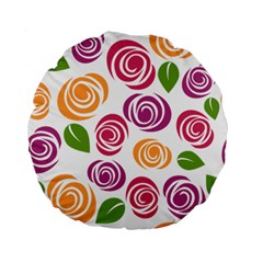 Colorful Seamless Floral Flowers Pattern Wallpaper Background Standard 15  Premium Flano Round Cushions by Amaryn4rt