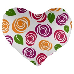 Colorful Seamless Floral Flowers Pattern Wallpaper Background Large 19  Premium Flano Heart Shape Cushions