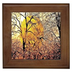 Summer Sun Set Fractal Forest Background Framed Tiles by Amaryn4rt