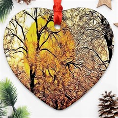 Summer Sun Set Fractal Forest Background Ornament (heart)