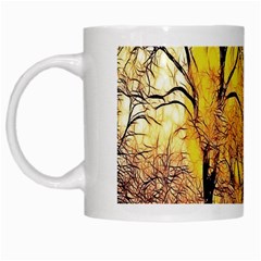 Summer Sun Set Fractal Forest Background White Mugs by Amaryn4rt