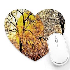 Summer Sun Set Fractal Forest Background Heart Mousepads by Amaryn4rt