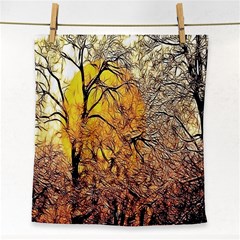 Summer Sun Set Fractal Forest Background Face Towel by Amaryn4rt