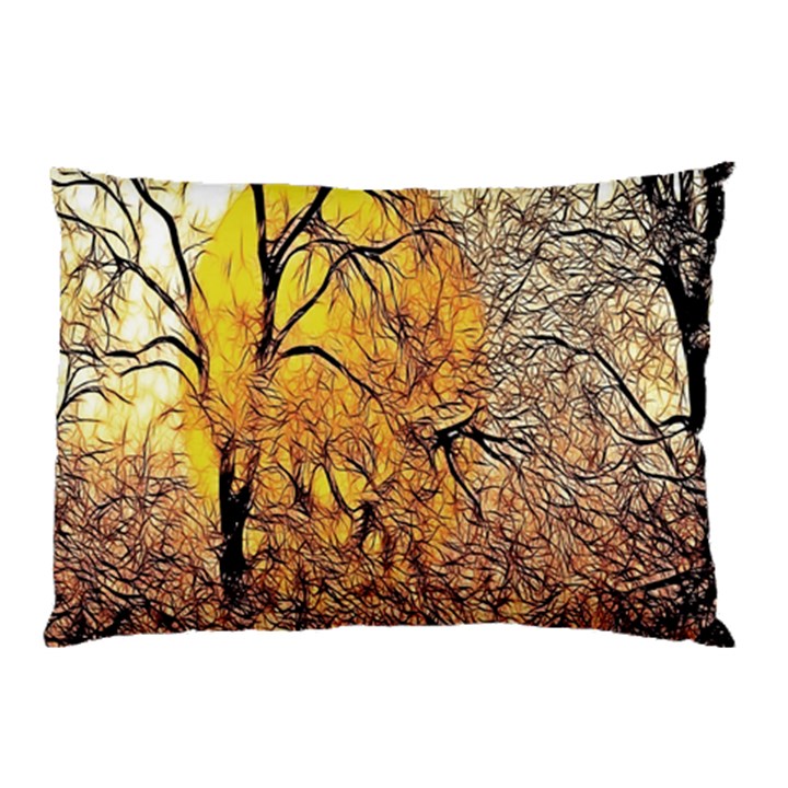 Summer Sun Set Fractal Forest Background Pillow Case