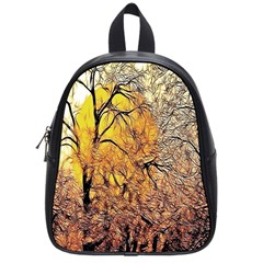 Summer Sun Set Fractal Forest Background School Bags (small)  by Amaryn4rt