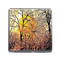 Summer Sun Set Fractal Forest Background Memory Card Reader (square) by Amaryn4rt