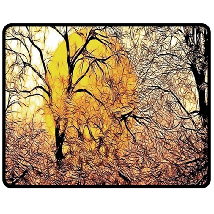 Summer Sun Set Fractal Forest Background Fleece Blanket (Medium) 