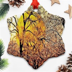 Summer Sun Set Fractal Forest Background Ornament (snowflake)