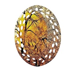 Summer Sun Set Fractal Forest Background Ornament (oval Filigree)