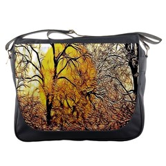 Summer Sun Set Fractal Forest Background Messenger Bags by Amaryn4rt