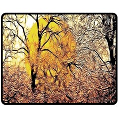 Summer Sun Set Fractal Forest Background Double Sided Fleece Blanket (medium) 