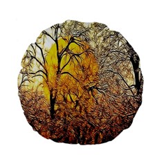 Summer Sun Set Fractal Forest Background Standard 15  Premium Flano Round Cushions