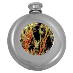 Artistic Effect Fractal Forest Background Round Hip Flask (5 Oz) by Amaryn4rt