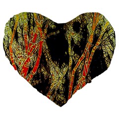 Artistic Effect Fractal Forest Background Large 19  Premium Flano Heart Shape Cushions