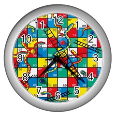 Snakes And Ladders Wall Clocks (silver)  by Amaryn4rt