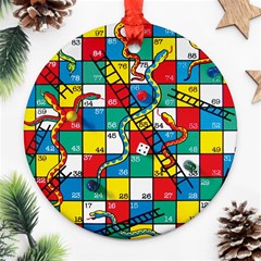 Snakes And Ladders Round Ornament (two Sides)