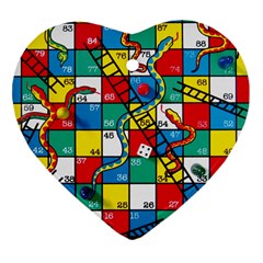 Snakes And Ladders Heart Ornament (two Sides)