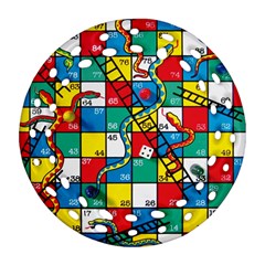 Snakes And Ladders Round Filigree Ornament (two Sides)