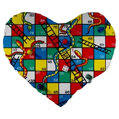 Snakes And Ladders Large 19  Premium Flano Heart Shape Cushions