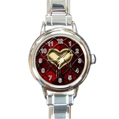 Love Hearth Background Scrapbooking Paper Round Italian Charm Watch