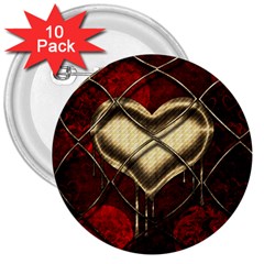 Love Hearth Background Scrapbooking Paper 3  Buttons (10 Pack) 