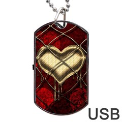 Love Hearth Background Scrapbooking Paper Dog Tag Usb Flash (one Side)