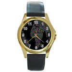 World Earth Planet Globe Map Round Gold Metal Watch Front