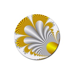 Fractal Gold Palm Tree  Rubber Coaster (round)  by Amaryn4rt