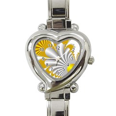 Fractal Gold Palm Tree  Heart Italian Charm Watch by Amaryn4rt