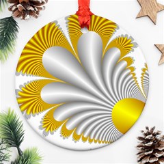 Fractal Gold Palm Tree  Round Ornament (two Sides) by Amaryn4rt