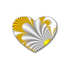 Fractal Gold Palm Tree  Heart Coaster (4 Pack)  by Amaryn4rt