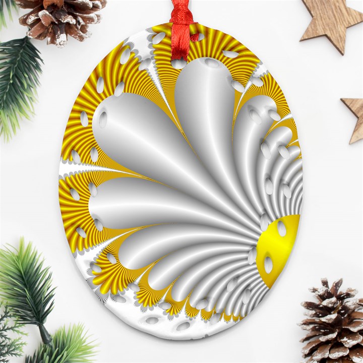 Fractal Gold Palm Tree  Ornament (Oval Filigree)