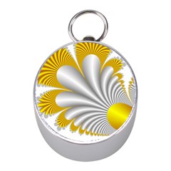 Fractal Gold Palm Tree  Mini Silver Compasses by Amaryn4rt