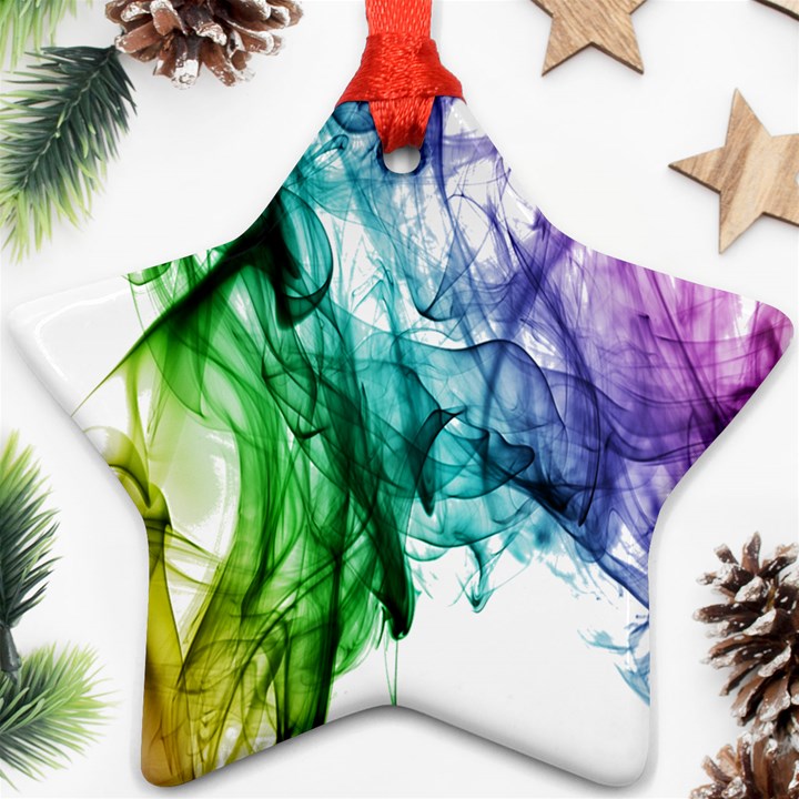 Colour Smoke Rainbow Color Design Ornament (Star)