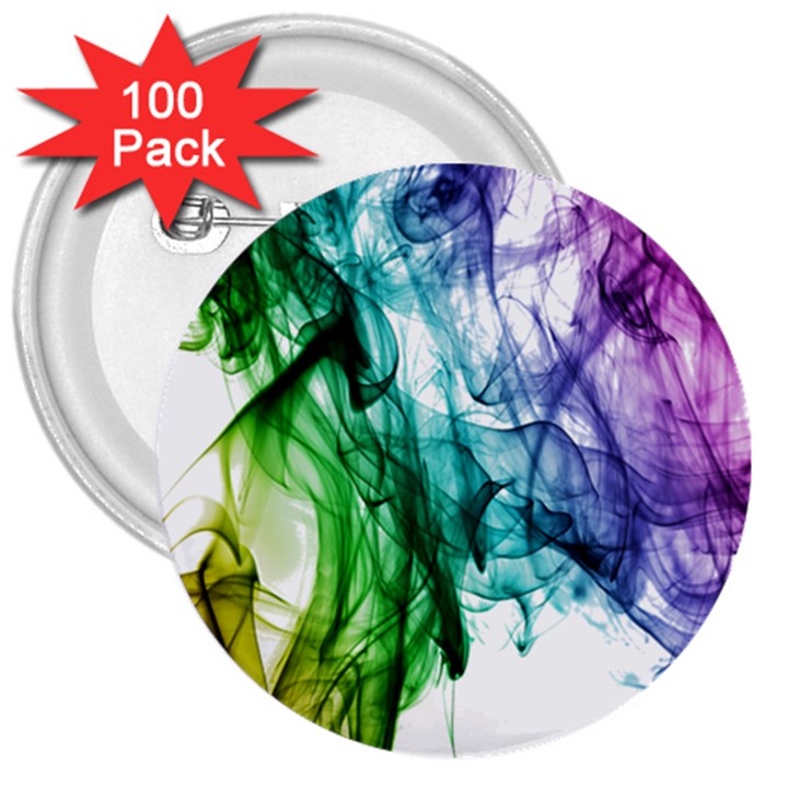 Colour Smoke Rainbow Color Design 3  Buttons (100 pack) 