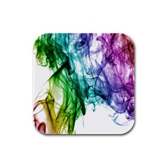 Colour Smoke Rainbow Color Design Rubber Square Coaster (4 Pack) 