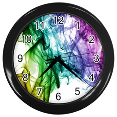 Colour Smoke Rainbow Color Design Wall Clocks (black) by Amaryn4rt