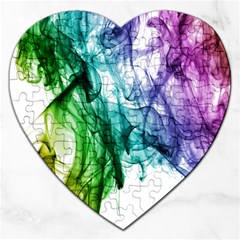 Colour Smoke Rainbow Color Design Jigsaw Puzzle (heart)