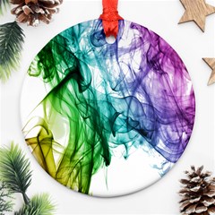 Colour Smoke Rainbow Color Design Round Ornament (two Sides)