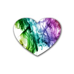 Colour Smoke Rainbow Color Design Rubber Coaster (heart) 