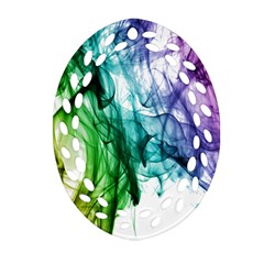 Colour Smoke Rainbow Color Design Ornament (oval Filigree)