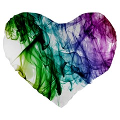 Colour Smoke Rainbow Color Design Large 19  Premium Heart Shape Cushions