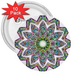 Decorative Ornamental Design 3  Buttons (10 Pack) 