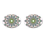 Decorative Ornamental Design Cufflinks (Oval) Front(Pair)