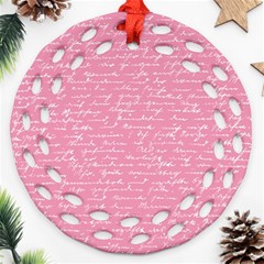 Handwriting  Round Filigree Ornament (two Sides)