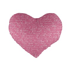 Handwriting  Standard 16  Premium Flano Heart Shape Cushions by Valentinaart