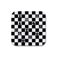 Chess Rubber Square Coaster (4 Pack)  by Valentinaart